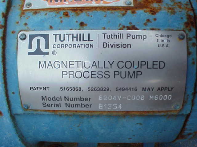 Tuthill 6200 Series magnetically coupled, leak free, seal-less construction and non-pulsing flow process pump.  Ideal for demanding applications such as medical equipment, laboratory equip, chemical metering and more.  Approx. 20 GPM.  1.75